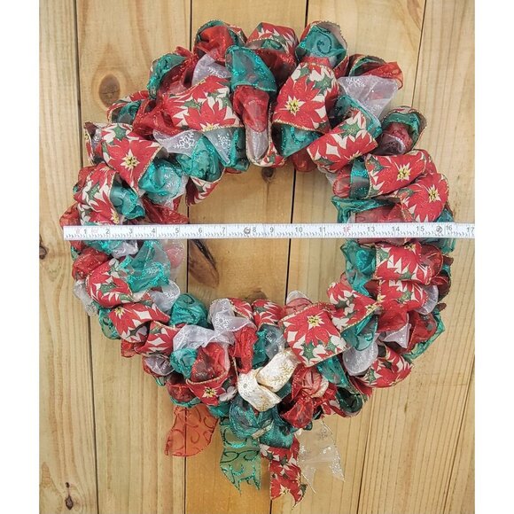 Multi-Colored, Festive, Looped Ribbon Christmas Wreath, small (18 - 21 in) No 1 - Picture 2 of 4